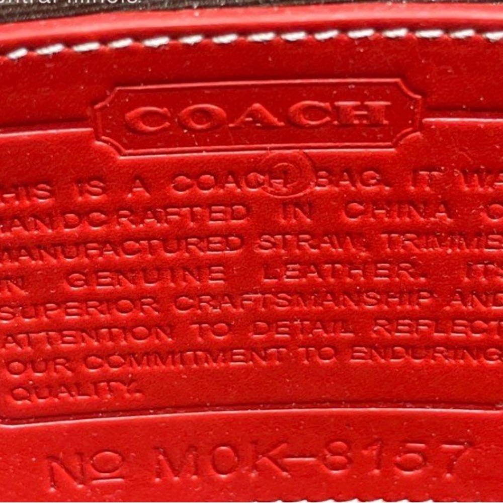 Coach Straw Tote with Red Leather Trim - Picture 4 of 9